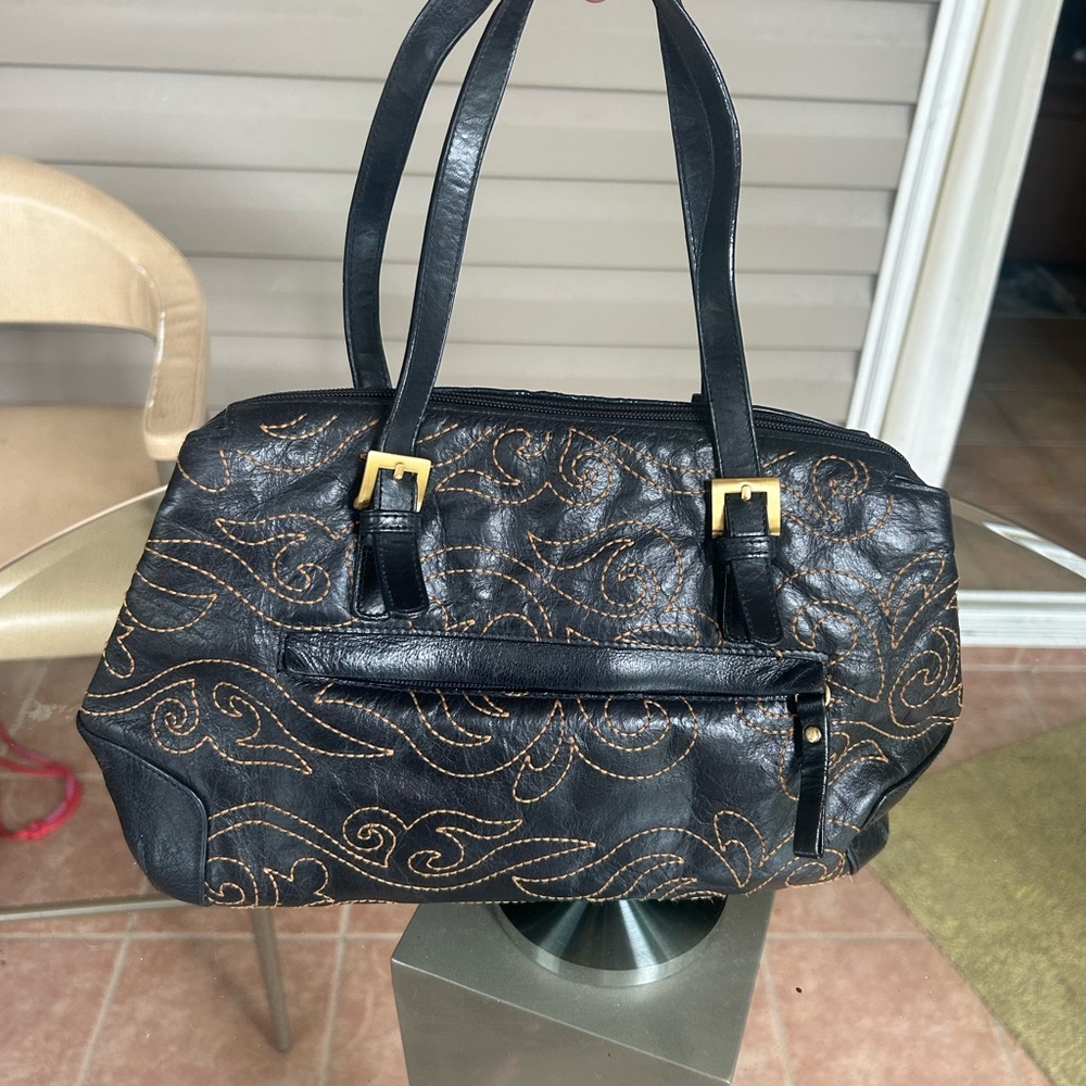 Naturalizer Black and Gold Leather Purse Handbag